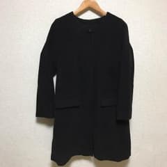 早い物勝ち お買い得 裏地チェックの黒コートのサムネイル