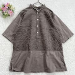 ヤッコマリカルド】 コットン 異素材 ジャガード カットソー M/L相当