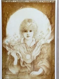 真作金色の森の少年 きたのじゅんこ リトグラフ30/575 保証書付き