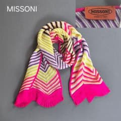 MISSONI ミッソーニ ジグザグ幾何学柄 ストール ピンク イタリア製