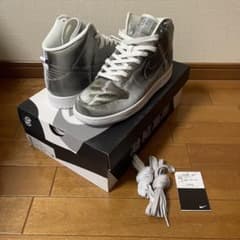 【新品】CLOT × Nike Dunk High Silver ナイキのサムネイル