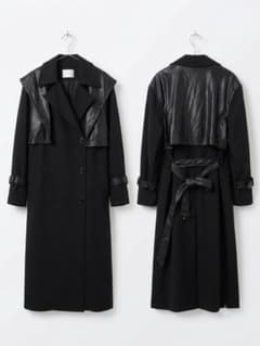HARE 異素材切替 ロングコート ブラックのサムネイル