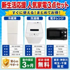 新生活応援 人気家電3点セット 冷蔵庫 洗濯機 電子レンジ 高年式 配送