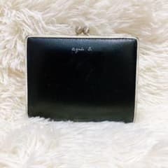 agnes b. アニエスベー 二つ折り財布 がま口 ブラック - メルカリ