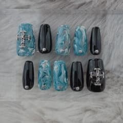 【現品】ネイルチップ マーブルクロスメタルのサムネイル