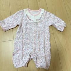 【西松屋】新生児　ベビー服　長袖ロンパース　うさぎお花柄　50-60cm 美品のサムネイル