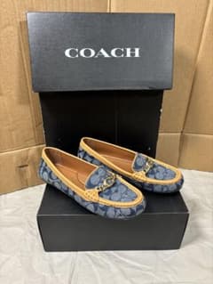 【美品】COACH シグネチャー デニム ローファー ビット 24.5cm 箱付のサムネイル
