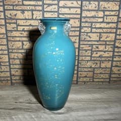 D-壁【希少・本金使用】KAMAY GLASS JAPAN 花瓶ターコイズブルー D-壁【希少・本金使用】KAMAY GLASS JAPAN 花瓶ターコイズブルー
