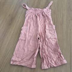 サロペット 90 ピンク リネン混 ワイドパンツ オーバーオール 女の子 春夏のサムネイル