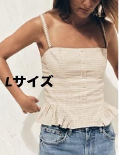 ZARA チェック柄フリルトップス　ビスチェ Lサイズ ザラのサムネイル