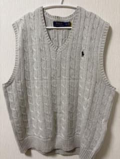 Polo Ralph Lauren ケーブルニットベスト XL グレー - メルカリ