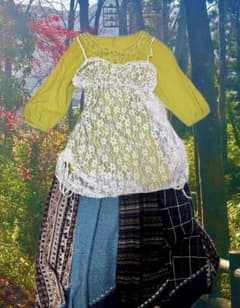 森ガール ピスタチオ コーデ売り お花畑 ボヘミアン