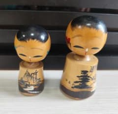 昭和レトロ こけし 2体セット 木製 郷土玩具 - メルカリ