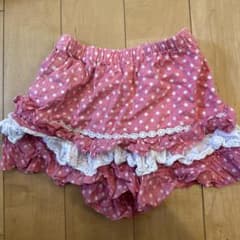メゾピアノピンクの水玉フリルハーフパンツのサムネイル