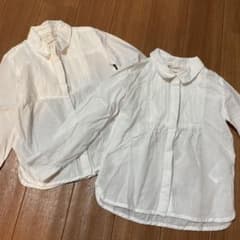ZARA キッズ　白シャツ 襟付きブラウス　サイズ104 双子ちゃん2着セットのサムネイル