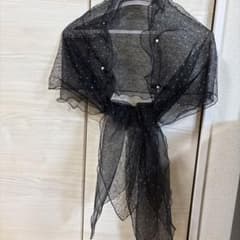 ストール　結婚式　二次会　ブライダル　黒　パール　透け感のサムネイル