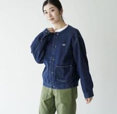 ダントン DANTON コットンツイル デニム ノーカラー ブルゾン　サイズ36 ダントン DANTON コットンツイル デニム ノーカラー ブルゾン サイズ36