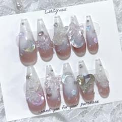 ネイルチップ 現品 オーダー ちゅるん 韓国 シズニルック 量産型 地雷