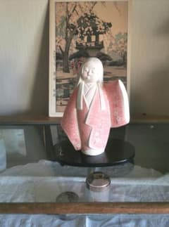 浮世絵 春画 博多人形 戦前 日本人形 時代物 手描手彩色 美しいお顔 春生作 博多人形『陽春』 ヴィンテージ 着物美人 和骨董遊郭(日本人形 日本人形 工芸品