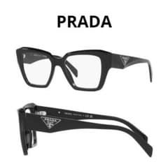 【美品】PRADA プラダ 伊達メガネ PR 09ZV シンボル 三角ロゴ 黒縁 美品】PRADA プラダ 伊達メガネ PR 09ZV シンボル 三角ロゴ 黒縁