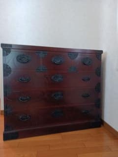 民芸家具 仙台箪笥 小箪笥 船箪笥 タンス 三段 鍵付き 縦40cm 横32cm