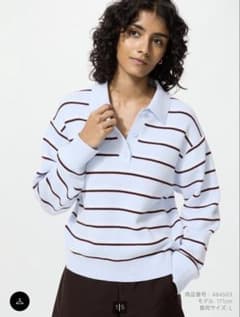 UNIQLO スムースコットンポロセーター ライトブルーのサムネイル