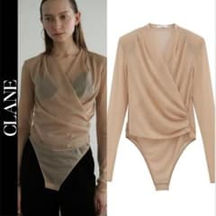 CLANE sheer drape bodysuits beige 完売色 CLANE 正規商品 クラネ シアー ドレープ ボディ スーツ SHEER