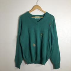ターコイズ Vネック ニット セーター vintage00'sアーカイブ 美品のサムネイル