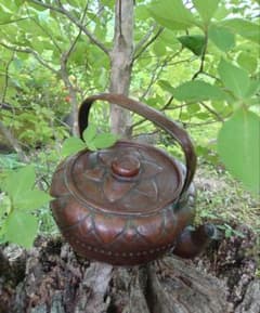 銅製鎚起　水注　水次　蓮弁文槌目 大振り 時代　茶道具　平安銅政　玉川堂 銅製鎚起 水注 水次 蓮弁文槌目 大振り 時代 茶道具 平安銅政 玉川堂