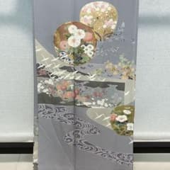 D971訪問着 友禅 金駒刺繍 花模様 正絹 着物 袷 しつけ糸付き未使用極