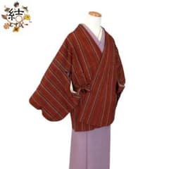 MK-1831 道中着 紬 縦縞模様 猩々茶色 - メルカリ