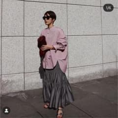 マチャット　スタンドカラーオーバーシャツ　赤色チェックのサムネイル