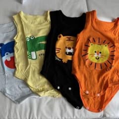❤️新品未使用❤️ベビー ノースリーブ ロンパース 4枚セット 綿100% 動物柄のサムネイル