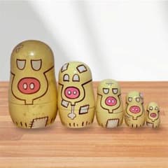手塚治虫 ヒョウタンツギ 木製マトリョーシカ人形 5体セット TEZUKAのサムネイル