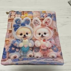 フラットポーチ ポメラニアン柄 両面パネル ❤️ハンドメイド - メルカリ