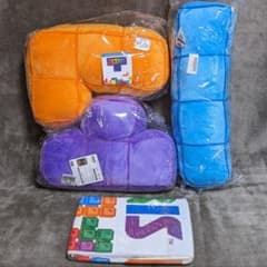 TETRISジャンボブロックぬいぐるみI型＆ L型＆T型＆バスタオル ４点セット