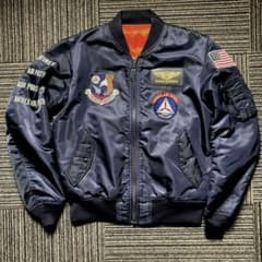 AVIREX MA-1 ライトフライトジャケット ワッペン 刺繍 ネイビー - メルカリ