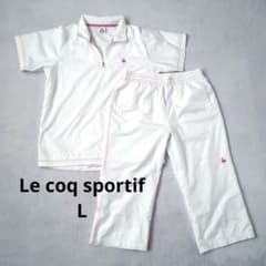 ルコックスポルティフ 半袖 7分丈パンツ 上下セットアップ ホワイト ゴルフ Lのサムネイル