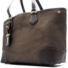 q72【美品】プラダ　ロゴジャガード　がま口　三角ロゴ　キャンバスハンドバッグ. q72【美品】プラダ ロゴジャガード がま口 三角ロゴ キャンバス