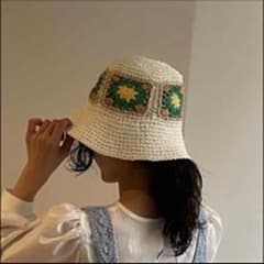 フラワー　クロシェハット　麦わら帽子のサムネイル