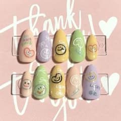 ハンドメイド ネイルチップ 個性派　派手　パステルカラー マカロンカラー シールのサムネイル