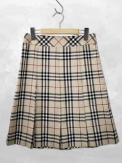 バーバリー ロンドン ウール ノバチェック プリーツ ひざ丈 スカート
