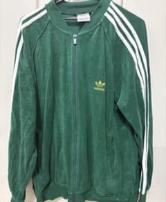 adidas ベロア トラックジャケット グリーン XL - メルカリ
