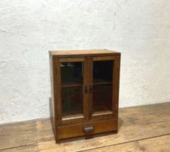 1856 Antique Wooden Display Cabinet with Wavy Glass, Case, Dish Cabinet, Retro Vintage Furniture Stand