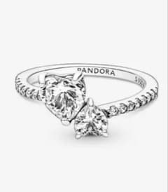 PANDORA ハート型ストーン シルバーリング サイズ7.5のサムネイル