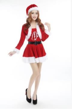 クリスマス サンタ コスプレ衣裳 ジャケット ベルト付 可愛いのサムネイル