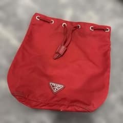 PRADA プラダ 巾着 ポーチ レッド ナイロンのサムネイル