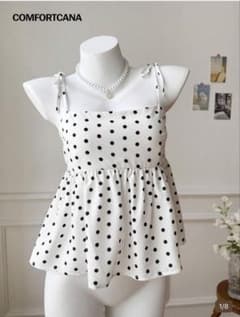 Comfortcana SHEIN 水玉 トップス キャミ ホワイト ブラックのサムネイル
