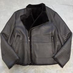 美品 52 サイズ✨リアルムートン ラムレザー ボア ライダース調