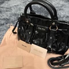miu miu VITELLOLUX 2WAY bag Ribbon Black - メルカリ
